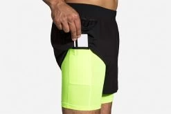 Men's Brooks Carbonite 5" 2-in-1 Short Run Visible Collection 211352-070 -Boutique Sports Fashion Store 211352 070 D2 Carbonite 5in 2in1 Short